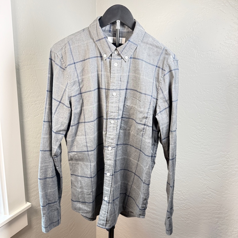 Everlane Gray Windowpane Plaid Button Down Shirt Size Small Cotton